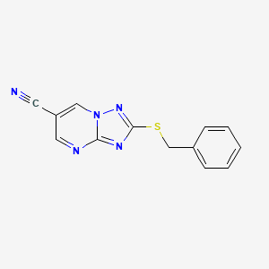 molecular formula C13H9N5S B2975933 2-(Benzylsulfanyl)[1,2,4]triazolo[1,5-a]pyrimidine-6-carbonitrile CAS No. 303150-50-7