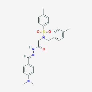 molecular formula C26H30N4O3S B297595 N-(2-{2-[4-(dimethylamino)benzylidene]hydrazino}-2-oxoethyl)-4-methyl-N-(4-methylbenzyl)benzenesulfonamide 