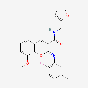 molecular formula C23H19FN2O4 B2975954 (2Z)-2-[(2-fluoro-5-methylphenyl)imino]-N-(furan-2-ylmethyl)-8-methoxy-2H-chromene-3-carboxamide CAS No. 1327169-15-2