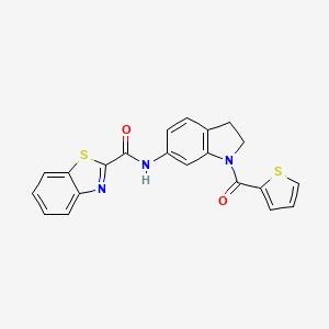 molecular formula C21H15N3O2S2 B2975955 N-(1-(噻吩-2-羰基)吲哚-6-基)苯并[d]噻唑-2-甲酰胺 CAS No. 1207055-35-3