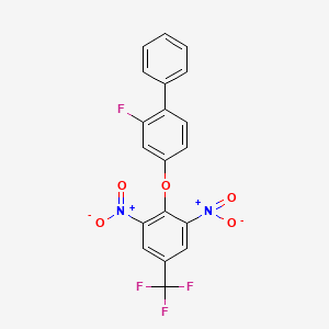molecular formula C19H10F4N2O5 B2975969 4-[2,6-Dinitro-4-(trifluoromethyl)phenoxy]-2-fluoro-1,1'-biphenyl CAS No. 477846-70-1