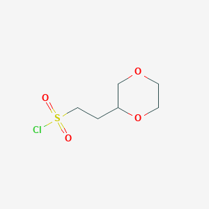 molecular formula C6H11ClO4S B2975970 2-(1,4-Dioxan-2-yl)ethane-1-sulfonyl chloride CAS No. 2091573-19-0