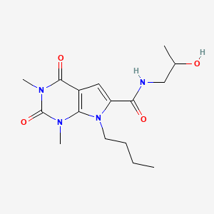 molecular formula C16H24N4O4 B2975973 7-butyl-N-(2-hydroxypropyl)-1,3-dimethyl-2,4-dioxo-2,3,4,7-tetrahydro-1H-pyrrolo[2,3-d]pyrimidine-6-carboxamide CAS No. 1021059-58-4