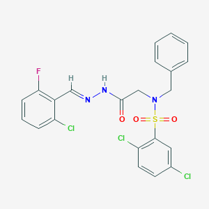 molecular formula C22H17Cl3FN3O3S B297598 N-benzyl-2,5-dichloro-N-{2-[2-(2-chloro-6-fluorobenzylidene)hydrazino]-2-oxoethyl}benzenesulfonamide 