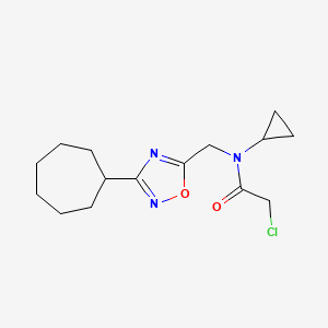 molecular formula C15H22ClN3O2 B2975982 2-Chloro-N-[(3-cycloheptyl-1,2,4-oxadiazol-5-yl)methyl]-N-cyclopropylacetamide CAS No. 2411238-05-4