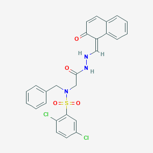 molecular formula C26H21Cl2N3O4S B297600 N-benzyl-2,5-dichloro-N-[2-oxo-2-[2-[(Z)-(2-oxonaphthalen-1-ylidene)methyl]hydrazinyl]ethyl]benzenesulfonamide 