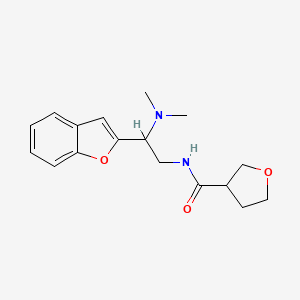 molecular formula C17H22N2O3 B2976003 N-(2-(benzofuran-2-yl)-2-(dimethylamino)ethyl)tetrahydrofuran-3-carboxamide CAS No. 2034466-66-3