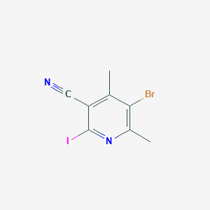 molecular formula C8H6BrIN2 B2976016 5-Bromo-2-iodo-4,6-dimethylpyridine-3-carbonitrile CAS No. 2244721-42-2