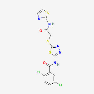 molecular formula C14H9Cl2N5O2S3 B2976018 2,5-dichloro-N-(5-((2-oxo-2-(thiazol-2-ylamino)ethyl)thio)-1,3,4-thiadiazol-2-yl)benzamide CAS No. 392299-79-5