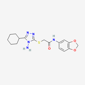 molecular formula C17H21N5O3S B2976019 2-[(4-amino-5-cyclohexyl-1,2,4-triazol-3-yl)sulfanyl]-N-(1,3-benzodioxol-5-yl)acetamide CAS No. 585555-85-7