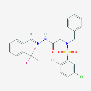 molecular formula C23H18Cl2F3N3O3S B297602 N-benzyl-2,5-dichloro-N-(2-oxo-2-{2-[2-(trifluoromethyl)benzylidene]hydrazino}ethyl)benzenesulfonamide 