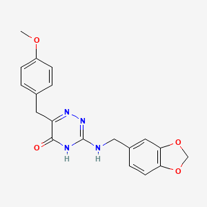 molecular formula C19H18N4O4 B2976023 3-[(1,3-苯并二氧杂环-5-基甲基)氨基]-6-(4-甲氧基苄基)-1,2,4-三嗪-5-醇 CAS No. 881433-79-0