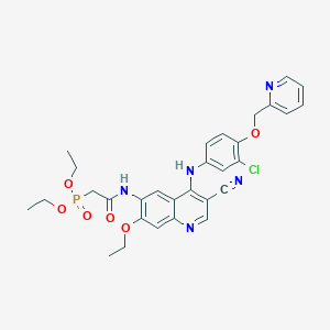 molecular formula C30H31ClN5O6P B2976025 Diethyl (2-((4-((3-chloro-4-(pyridin-2-ylmethoxy)phenyl)amino)-3-cyano-7-ethoxyquinolin-6-yl)amino)-2-oxoethyl)phosphonate CAS No. 1269662-79-4