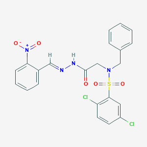 molecular formula C22H18Cl2N4O5S B297603 N-benzyl-2,5-dichloro-N-[2-(2-{2-nitrobenzylidene}hydrazino)-2-oxoethyl]benzenesulfonamide 