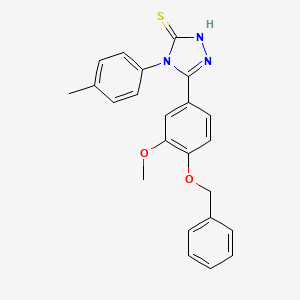 molecular formula C23H21N3O2S B2976031 3-(3-Methoxy-4-phenylmethoxyphenyl)-4-(4-methylphenyl)-1H-1,2,4-triazole-5-thione CAS No. 1797782-15-0