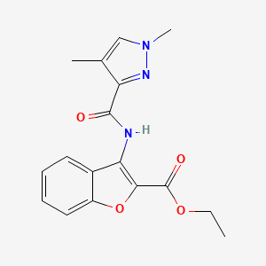 molecular formula C17H17N3O4 B2976034 ethyl 3-(1,4-dimethyl-1H-pyrazole-3-amido)-1-benzofuran-2-carboxylate CAS No. 1203276-96-3