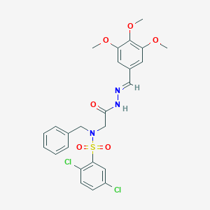 molecular formula C25H25Cl2N3O6S B297604 N-benzyl-2,5-dichloro-N-{2-oxo-2-[2-(3,4,5-trimethoxybenzylidene)hydrazino]ethyl}benzenesulfonamide 
