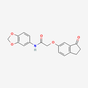 molecular formula C18H15NO5 B2976043 N-(2H-1,3-benzodioxol-5-yl)-2-[(3-oxo-2,3-dihydro-1H-inden-5-yl)oxy]acetamide CAS No. 1203216-59-4