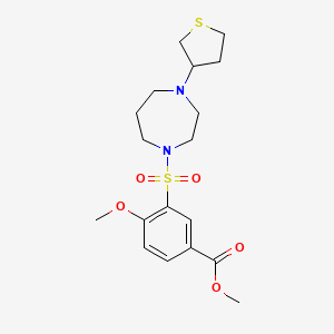 molecular formula C18H26N2O5S2 B2976048 Methyl 4-methoxy-3-((4-(tetrahydrothiophen-3-yl)-1,4-diazepan-1-yl)sulfonyl)benzoate CAS No. 2320473-43-4