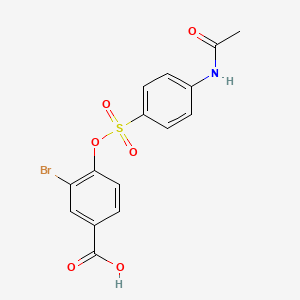 molecular formula C15H12BrNO6S B2976051 4-({[4-(Acetylamino)phenyl]sulfonyl}oxy)-3-bromobenzoic acid CAS No. 1051256-33-7