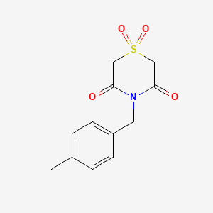 molecular formula C12H13NO4S B2976052 4-(4-Methylbenzyl)-1lambda~6~,4-thiazinane-1,1,3,5-tetraone CAS No. 400083-84-3