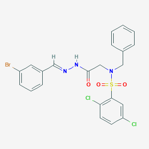 molecular formula C22H18BrCl2N3O3S B297606 N-benzyl-N-{2-[2-(3-bromobenzylidene)hydrazino]-2-oxoethyl}-2,5-dichlorobenzenesulfonamide 