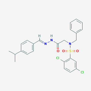 molecular formula C25H25Cl2N3O3S B297607 N-benzyl-2,5-dichloro-N-{2-[2-(4-isopropylbenzylidene)hydrazino]-2-oxoethyl}benzenesulfonamide 