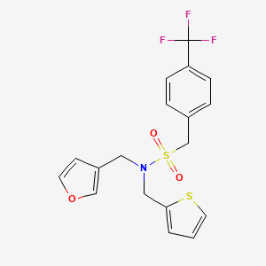 molecular formula C18H16F3NO3S2 B2976082 N-(呋喃-3-基甲基)-N-(噻吩-2-基甲基)-1-(4-(三氟甲基)苯基)甲磺酰胺 CAS No. 1428348-37-1