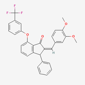 molecular formula C31H23F3O4 B2976084 2-[(3,4-Dimethoxyphenyl)methylene]-3-phenyl-7-[3-(trifluoromethyl)phenoxy]-1-indanone CAS No. 337921-81-0