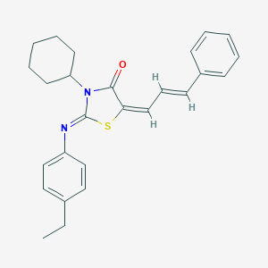 molecular formula C26H28N2OS B297609 3-Cyclohexyl-2-[(4-ethylphenyl)imino]-5-(3-phenyl-2-propenylidene)-1,3-thiazolidin-4-one 
