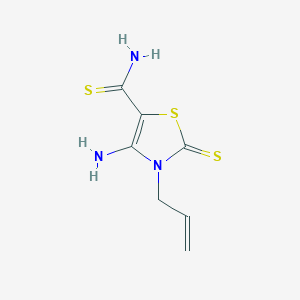 molecular formula C7H9N3S3 B2976105 4-Amino-3-(prop-2-en-1-yl)-2-sulfanylidene-2,3-dihydro-1,3-thiazole-5-carbothioamide CAS No. 130089-89-3