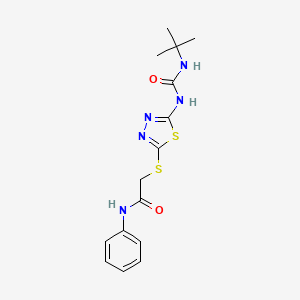 2-[[5-(tert-butylcarbamoylamino)-1,3,4-thiadiazol-2-yl]sulfanyl]-N-phenylacetamide