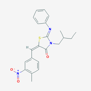 molecular formula C22H23N3O3S B297611 5-{3-Nitro-4-methylbenzylidene}-3-(2-methylbutyl)-2-(phenylimino)-1,3-thiazolidin-4-one 