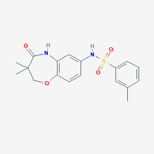 molecular formula C18H20N2O4S B2976116 N-(3,3-dimethyl-4-oxo-2,3,4,5-tetrahydrobenzo[b][1,4]oxazepin-7-yl)-3-methylbenzenesulfonamide CAS No. 921915-98-2