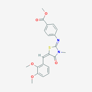 molecular formula C21H20N2O5S B297612 methyl 4-{[(2E,5E)-5-(2,3-dimethoxybenzylidene)-3-methyl-4-oxo-1,3-thiazolidin-2-ylidene]amino}benzoate 