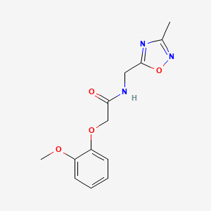 molecular formula C13H15N3O4 B2976120 2-(2-methoxyphenoxy)-N-((3-methyl-1,2,4-oxadiazol-5-yl)methyl)acetamide CAS No. 1207001-94-2