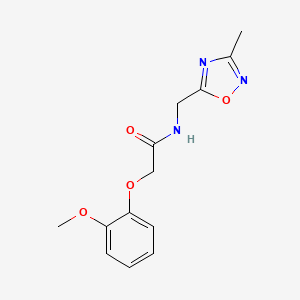 molecular formula C13H15N3O4 B2976120 2-(2-甲氧基苯氧基)-N-((3-甲基-1,2,4-恶二唑-5-基)甲基)乙酰胺 CAS No. 1207001-94-2