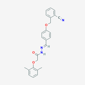 molecular formula C25H23N3O3 B297614 N'-[(E)-{4-[(2-cyanobenzyl)oxy]phenyl}methylidene]-2-(2,6-dimethylphenoxy)acetohydrazide 
