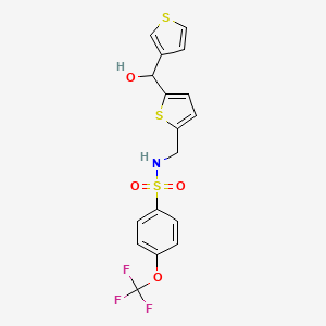 molecular formula C17H14F3NO4S3 B2976143 N-((5-(hydroxy(thiophen-3-yl)methyl)thiophen-2-yl)methyl)-4-(trifluoromethoxy)benzenesulfonamide CAS No. 1797620-94-0