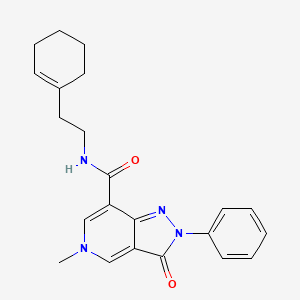 molecular formula C22H24N4O2 B2976186 N-(2-(环己-1-烯-1-基)乙基)-5-甲基-3-氧代-2-苯基-3,5-二氢-2H-吡唑并[4,3-c]吡啶-7-甲酰胺 CAS No. 923693-09-8