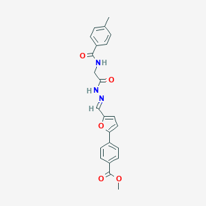 molecular formula C23H21N3O5 B297619 methyl 4-(5-{(E)-[2-({[(4-methylphenyl)carbonyl]amino}acetyl)hydrazinylidene]methyl}furan-2-yl)benzoate (non-preferred name) 