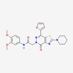 molecular formula C24H25N5O5S B2976190 N-(3,4-dimethoxyphenyl)-2-(7-(furan-2-yl)-4-oxo-2-(piperidin-1-yl)thiazolo[4,5-d]pyridazin-5(4H)-yl)acetamide CAS No. 1105241-44-8