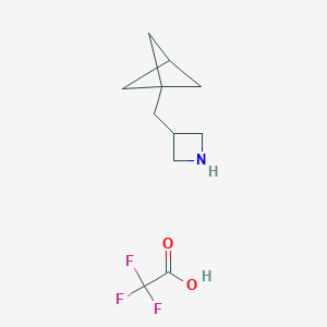 molecular formula C11H16F3NO2 B2976195 3-(1-Bicyclo[1.1.1]pentanylmethyl)azetidine;2,2,2-trifluoroacetic acid CAS No. 2445784-24-5