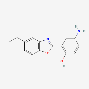 molecular formula C16H16N2O2 B2976197 4-Amino-2-[5-(propan-2-yl)-1,3-benzoxazol-2-yl]phenol CAS No. 430443-35-9