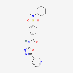 molecular formula C21H23N5O4S B2976201 4-(N-cyclohexyl-N-methylsulfamoyl)-N-(5-(pyridin-3-yl)-1,3,4-oxadiazol-2-yl)benzamide CAS No. 862809-82-3