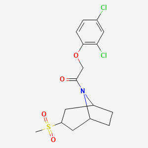 molecular formula C16H19Cl2NO4S B2976204 2-(2,4-dichlorophenoxy)-1-((1R,5S)-3-(methylsulfonyl)-8-azabicyclo[3.2.1]octan-8-yl)ethanone CAS No. 1704617-70-8