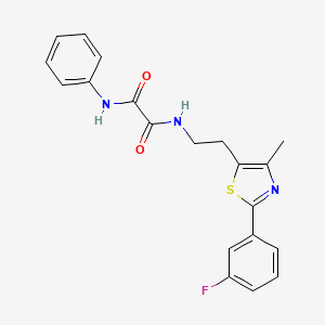 molecular formula C20H18FN3O2S B2976212 N-{2-[2-(3-fluorophenyl)-4-methyl-1,3-thiazol-5-yl]ethyl}-N'-phenylethanediamide CAS No. 895804-17-8