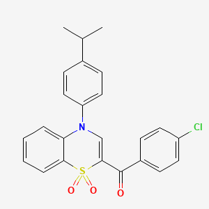 molecular formula C24H20ClNO3S B2976213 (4-chlorophenyl)[4-(4-isopropylphenyl)-1,1-dioxido-4H-1,4-benzothiazin-2-yl]methanone CAS No. 1114850-73-5