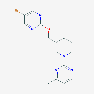 molecular formula C15H18BrN5O B2976215 2-[3-[(5-Bromopyrimidin-2-yl)oxymethyl]piperidin-1-yl]-4-methylpyrimidine CAS No. 2380034-27-3