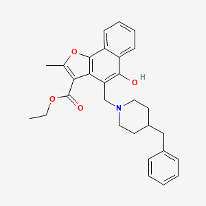 molecular formula C29H31NO4 B2976216 Ethyl 4-[(4-benzylpiperidin-1-yl)methyl]-5-hydroxy-2-methylnaphtho[1,2-b]furan-3-carboxylate CAS No. 371233-40-8
